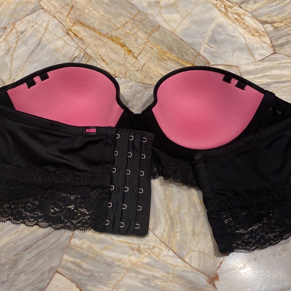Victoria Secret Pink Very Sexy Strapless Long Line Sequin Satin Bra 34A - Picture 7 of 8